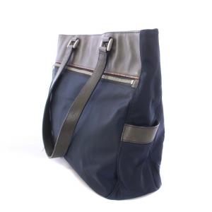 PAUL SMITH ナイロントラベラートートバッグ ハンドバッグ レザー 切替 ロゴ 紺 ネイビー