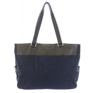 PAUL SMITH ナイロントラベラートートバッグ ハンドバッグ レザー 切替 ロゴ 紺 ネイビー