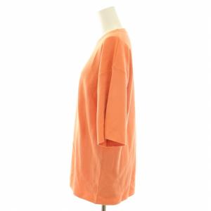 STRASBURGO ニット セーター クルーネック 半袖 ハイゲージ オーバーサイズ コットン タグ付き L オレンジ