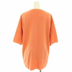 STRASBURGO ニット セーター クルーネック 半袖 ハイゲージ オーバーサイズ コットン タグ付き L オレンジ