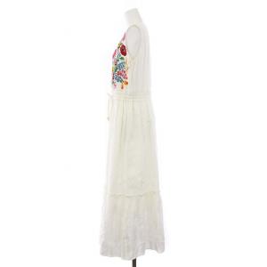 GRACE CONTINENTAL 22SS ドビー刺繍ロングワンピース ノースリーブワンピース クルーネック 36 S 白 ホワイト