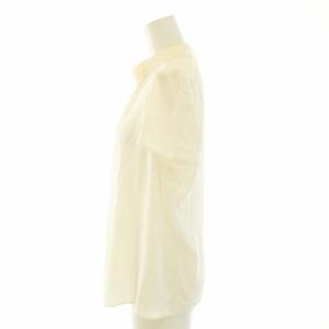 GIORGIO ARMANI シャツ ブラウス ハイネック 半袖 プルオーバー プリーツ 絹 シルク 42 M 白 ホワイト