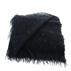 Faliero Sarti ストール ショール フリンジ スパンコール 黒 ブラック