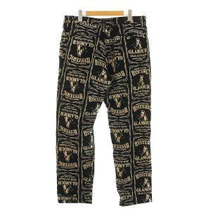 HYSTERIC GLAMOUR WHISKY柄 テーパードパンツ 総柄 L 黒 ブラック 02201AP04