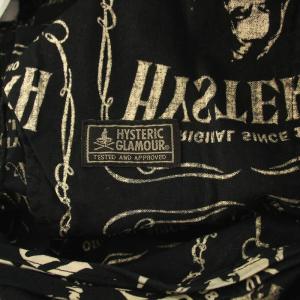 HYSTERIC GLAMOUR WHISKY柄 テーパードパンツ 総柄 L 黒 ブラック 02201AP04