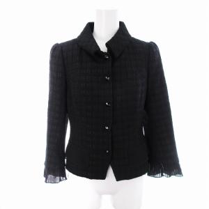 EPOCA セットアップ ジャケット スカート ひざ丈 台形 総柄 レース 羊毛 黒 ブラック 40 M