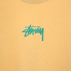 STUSSY ストックティー Stock Tee Tシャツ カットソー クルーネック 半袖 ロゴプリント M ベージュ 緑 グリーン