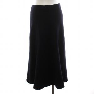 TOMORROWLAND collection 22AW リングニット アシンメトリーフレアスカート ミモレ ロング ウール 36 S 紺 ネイビー 14-05-24-05204