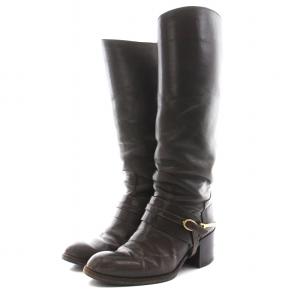 SARTORE 拍車 ロングブーツ チェンキーヒール レザー 35 22.0cm 茶 ブラウン SR1040 /AN1