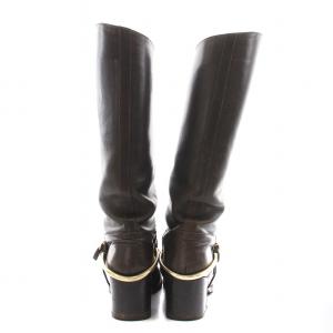 SARTORE 拍車 ロングブーツ チェンキーヒール レザー 35 22.0cm 茶 ブラウン SR1040 /AN1