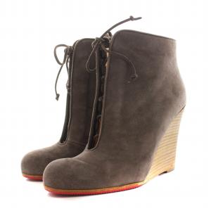 Christian Louboutin CHAPERON 100 SUEDE ショートブーツ ウエッジソール スエード 36 23.0cm グレー