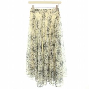 Ameri VINTAGE 20SS スカート ロング マキシ フレア イージー 花柄 M グレー アイボリー