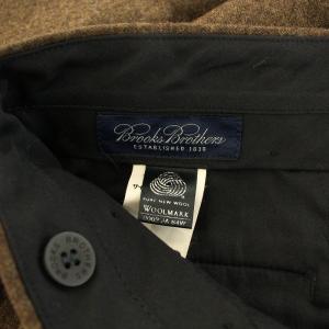 Brooks Brothers テーパードパンツ スラックス タック ジップフライ ウール 35 XS チャコールブラウン