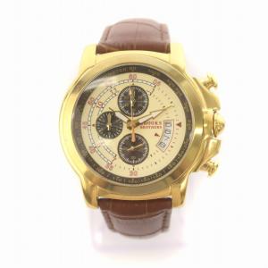 Brooks Brothers 腕時計 クォーツ アナログ クロノグラフ スモセコ ベージュ文字盤 茶 ブラウン 06787