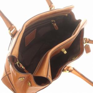 COACH ハンプトンズラージキャリオール 11048 レザー ハンドバッグ 茶 ブラウン