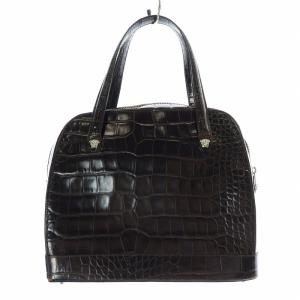GIANNI VERSACE ヴェルサーチ ハンドバッグ ブラック クロコ GIANNI