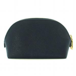 TORY BURCH ポーチ シェル型 ミニサイズ レザー ロゴ 紺 ネイビー