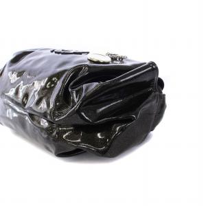 LOEWE ナッパアイレ エナメル ハンドバッグ ラメ ブラック ダークグリーン