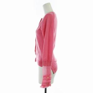 N°21 カーディガン ニット 絹 シルク混 切替 フリル シアー シースルー 長袖 ピンク