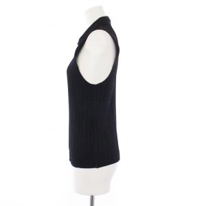 PLEATS PLEASE ISSEY MIYAKE イッセイミヤケ プリーツ ノースリーブシャツ ブラウス ジップアップ 3 L 黒 ブラック