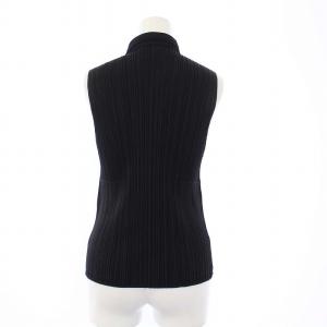 PLEATS PLEASE ISSEY MIYAKE イッセイミヤケ プリーツ ノースリーブシャツ ブラウス ジップアップ 3 L 黒 ブラック