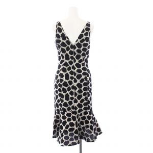 VALENTINO ROMA ノースリーブワンピース ひざ丈 Vネック 総柄 刺繍 38 S 黒 ブラック