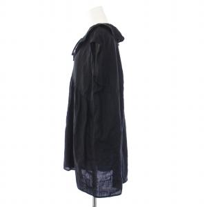 JOURNAL STANDARD 23SS ラッフルカラーミドルブラウス リネン 麻 ノースリーブ シャツ F 黒 ブラック