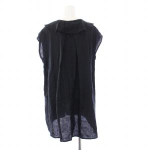 JOURNAL STANDARD 23SS ラッフルカラーミドルブラウス リネン 麻 ノースリーブ シャツ F 黒 ブラック