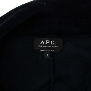 A.P.C. ベロア トレーナー ハーフジップ 長袖 ハイネック S 紺 ネイビー
