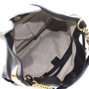 GUCCI ショルダーバッグ レザー チェーン タッセル ブラック ゴールド色