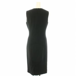 Max Mara ワンピース ロング Vネック ノースリーブ ギャザー ウール 40 M 黒 ブラック