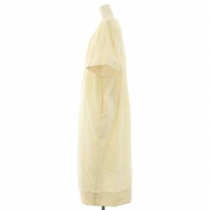 CASA FLINE 24SS タックスリーブコットンドレス ワンピース ロング Vネック 半袖 麻 リネン混 タグ付き F オフホワイト