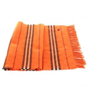 BURBERRY BLACK LABEL マフラー フリンジ 刺繍 オレンジ 黒 ブラック