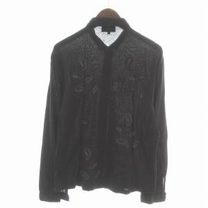EMPORIO ARMANI カジュアルシャツ 長袖 ペイズリー 刺繍 S 黒 ブラック