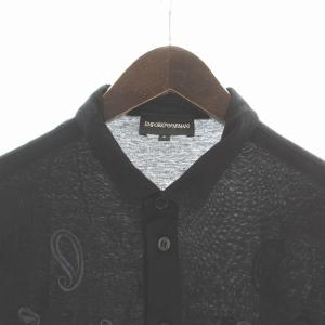 EMPORIO ARMANI カジュアルシャツ 長袖 ペイズリー 刺繍 S 黒 ブラック
