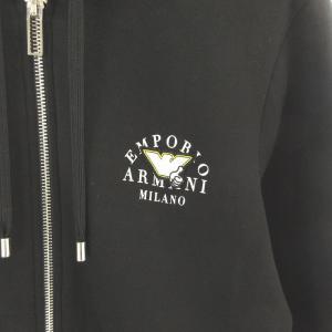 EMPORIO ARMANI パーカー ジャケット ジップアップ スウェット ロゴ刺繍 プリント XS 黒 ブラック