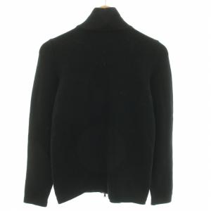 EMPORIO ARMANI ニットジャケット アウター ジップアップ ロゴ刺繍 ハイゲージ ウール 46 M 黒 ブラック