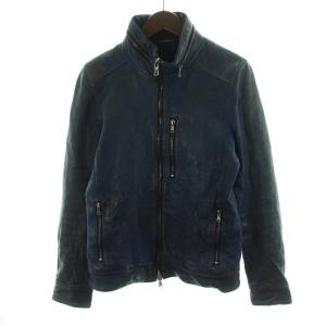AZ INNER RIDERS LAMB ライダースジャケット シングル ラムレザー 羊革 3 L 青 ブルー