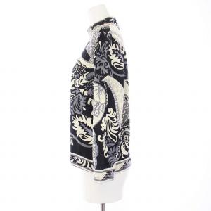 LEONARD FASHION ブラウス カットソー 七分袖 ハイネック プルオーバー 総柄 L 黒 ブラック