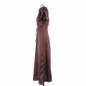 SNIDEL ギャザーパフスリワンピース マキシ ロング ドット柄 半袖 0 S ピンク 茶 ブラウン