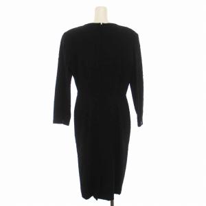 Christian Dior ヴィンテージ ワンピース ひざ丈 長袖 13 L 黒 ブラック