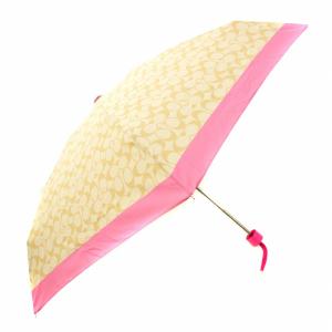 COACH シグネチャー 折りたたみ傘 雨傘 アンブレラ ポリエステル ベージュ ピンク
