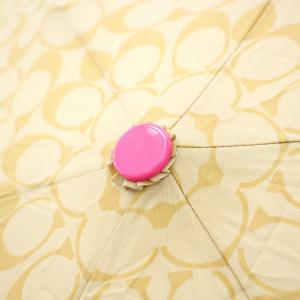 COACH シグネチャー 折りたたみ傘 雨傘 アンブレラ ポリエステル ベージュ ピンク