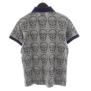 MARK&LONA ポロシャツ 半袖 スカル柄 ゴルフウェア M グレー 紫 パープル