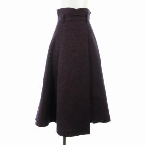 GRACE CONTINENTAL ラップスカート フレア マキシ ロング ラメ ベルト付き 36 S 赤 レッド 紺 ネイビー