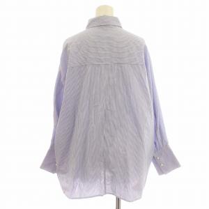 Spick&Span 22SS シャツ ブラウス 長袖 ストライプ パールボタン F 水色 ライトブルー