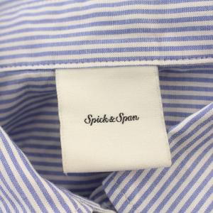 Spick&Span 22SS シャツ ブラウス 長袖 ストライプ パールボタン F 水色 ライトブルー
