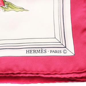 HERMES Quai aux Fleurs 花咲く海岸通り カレ90 スカーフ 花柄 シルク 絹 ピンク 白 ホワイト