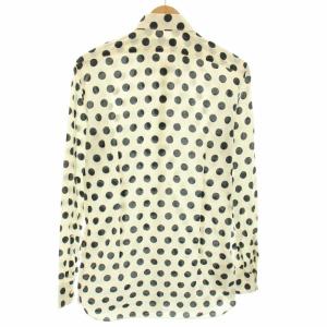 Gabriele Pasini シャツ スタンダードカラー 長袖 ドット柄 コットン 39 M 白 ホワイト 黒 ブラック