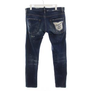 DSQUARED2 18SS ワッペンデザイン デニムパンツ ジーンズ ジーパン ボタンフライ ダメージ加工 46 S 青 ブルー S74LB0328